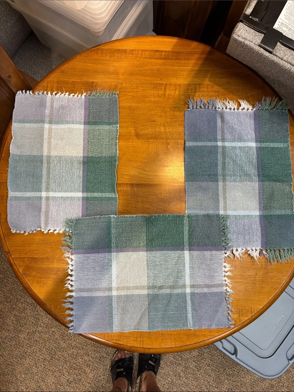 3 plaid woven placemats